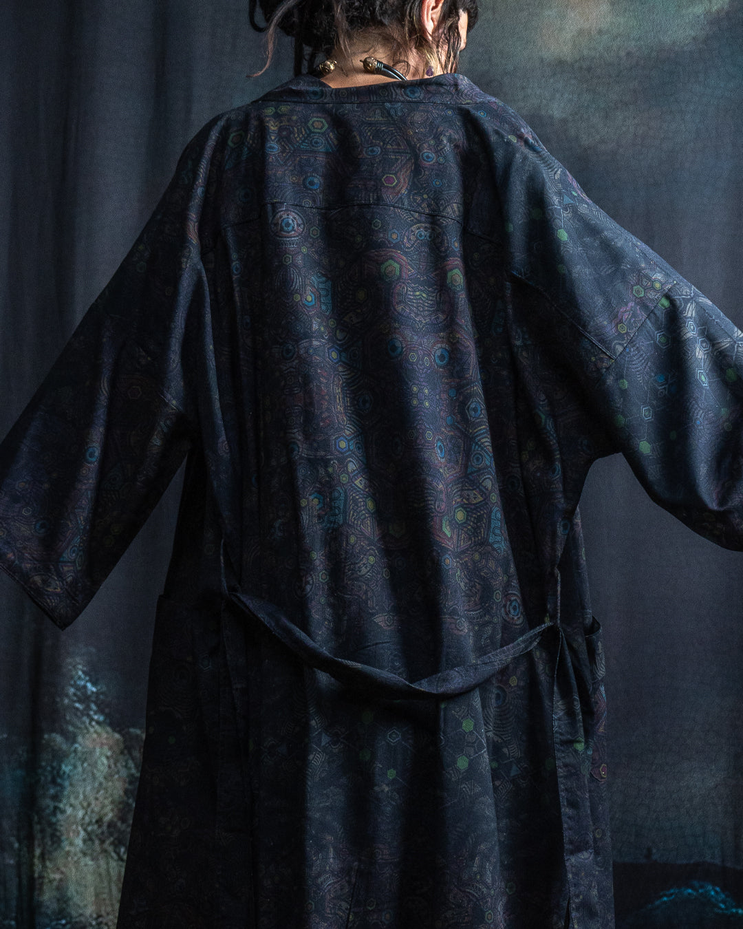 Classic Kimono Long / Cotton Viscose Blend - DARK PSYCHEDELIKA